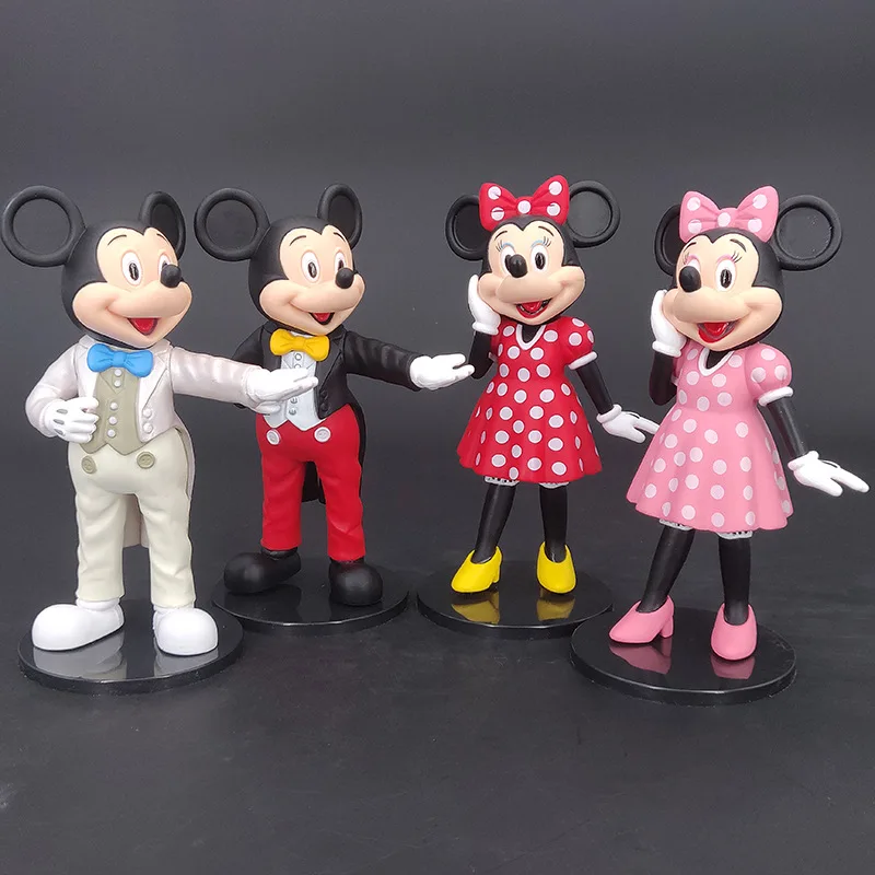 

2pcs/set Lovely Mickey Minnie Mouse full dress Action figure toys statue collection model home decoration kids Christmas gift