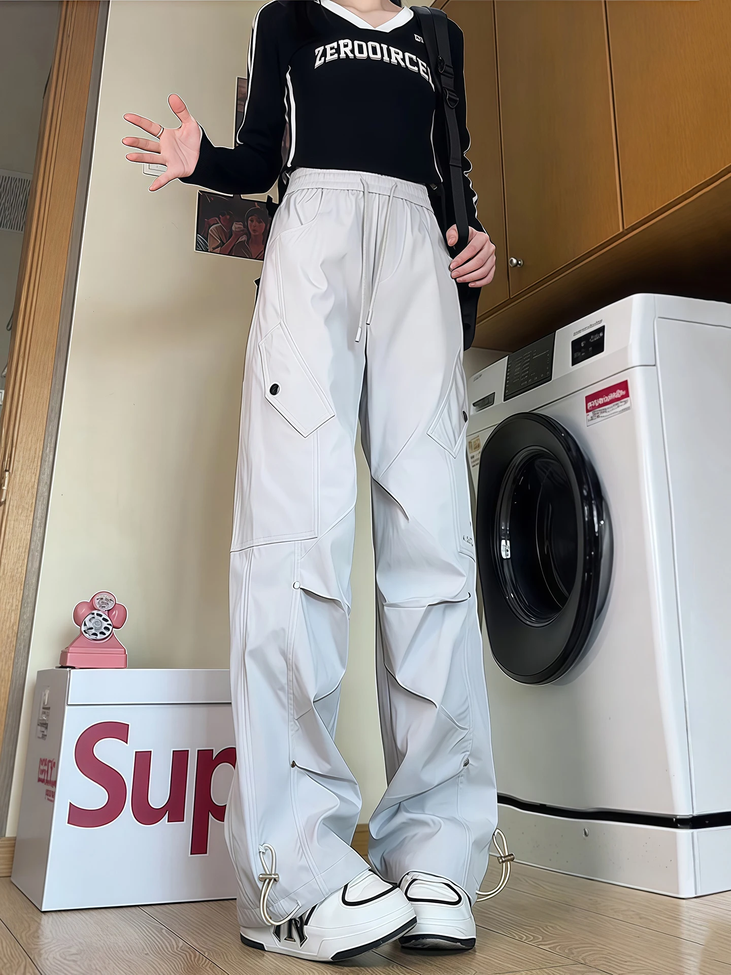 

Cloud ey American Sle Folded Soldier Thiened Workwear Pants Men Women Autumn Winter Fce Lined Rivet Utili Trousers