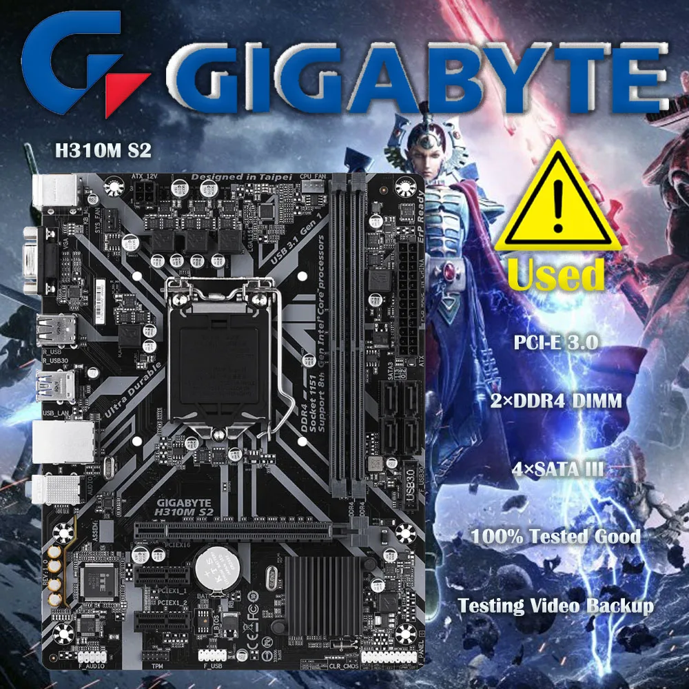 

Used Gigabyte PRIME H310M S2 motherboard supports Intel LGA-1151 DDR4 2666MHz, SATA 6Gbps