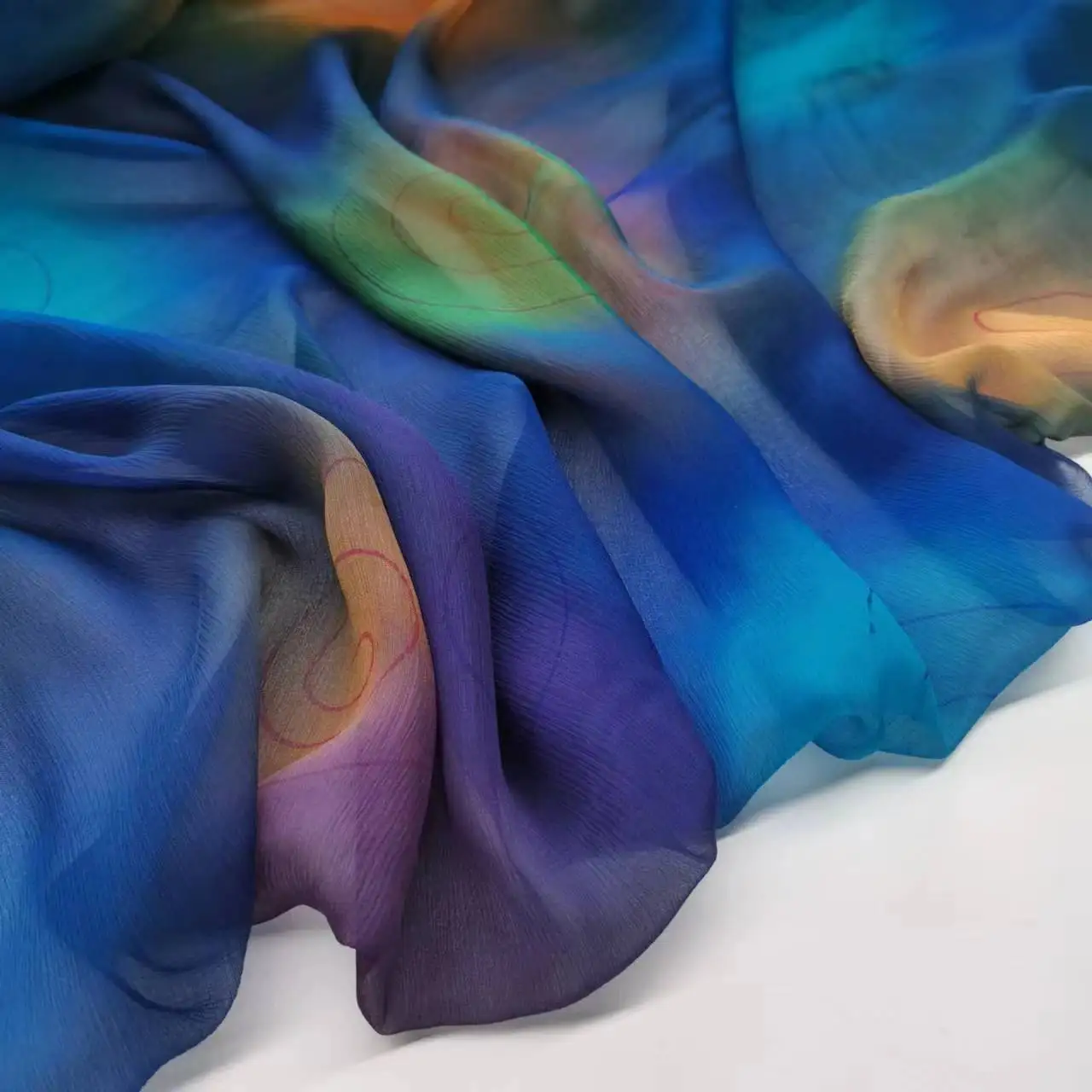Ombre Pure Silk Crepe Chiffon Transparent Fabric Soft 6mm Dress Scarf Hijab  DIY Sewing Material - AliExpress