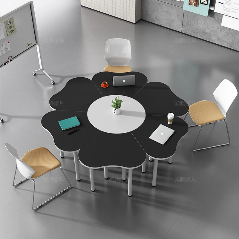 Simple and stylish petal conference table library training table and chair mobile desk splicing kindergarten school desk