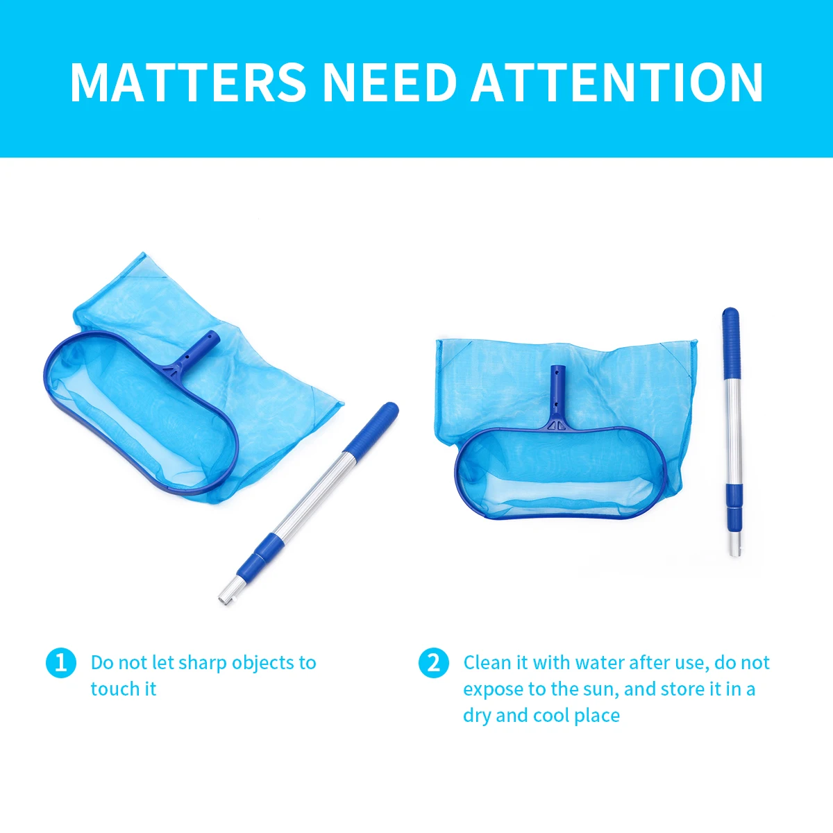 

1 Pc Leaf Rake Mesh Frame Net Skimmer Cleaner Swimming Pool Tool with Expansion Rod for Cleaning Swimming Pool (Blue)