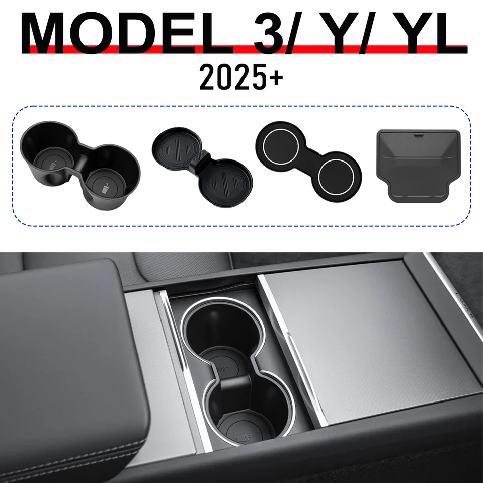 2025 2026 테슬라 모델 Y 주니퍼 모델 3 모델 YL용 센터 콘솔 오거나이저 수납함 컵홀더 암레스트 박스 차량용 액세서리