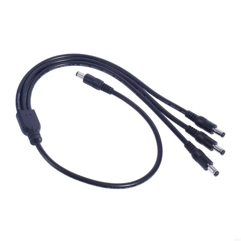 Y8AC 60cm DC5.5mmx2.1mm Splitter Cable 1 to 3 Way DC5521 Power Cord 12V10A Connectors Wire Line for LED Light Bar Monitors