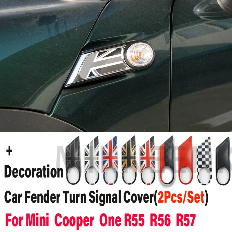 

Grey Union Jack For MINI Cooper One R56 Convertible R57 Clubman R55 Car Front Fender Turn Lamp Light Stickers Cover Accessories