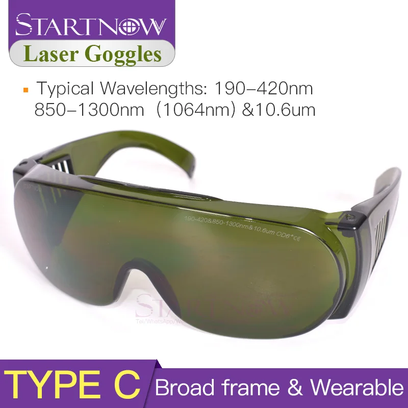 Startnow Fiber Laser Safety 1064nm YAG Marking Goggles CE 190-420nm 850-1300nm&10.6um OD4+ OD6+Protective Glasses Shield Eyewear