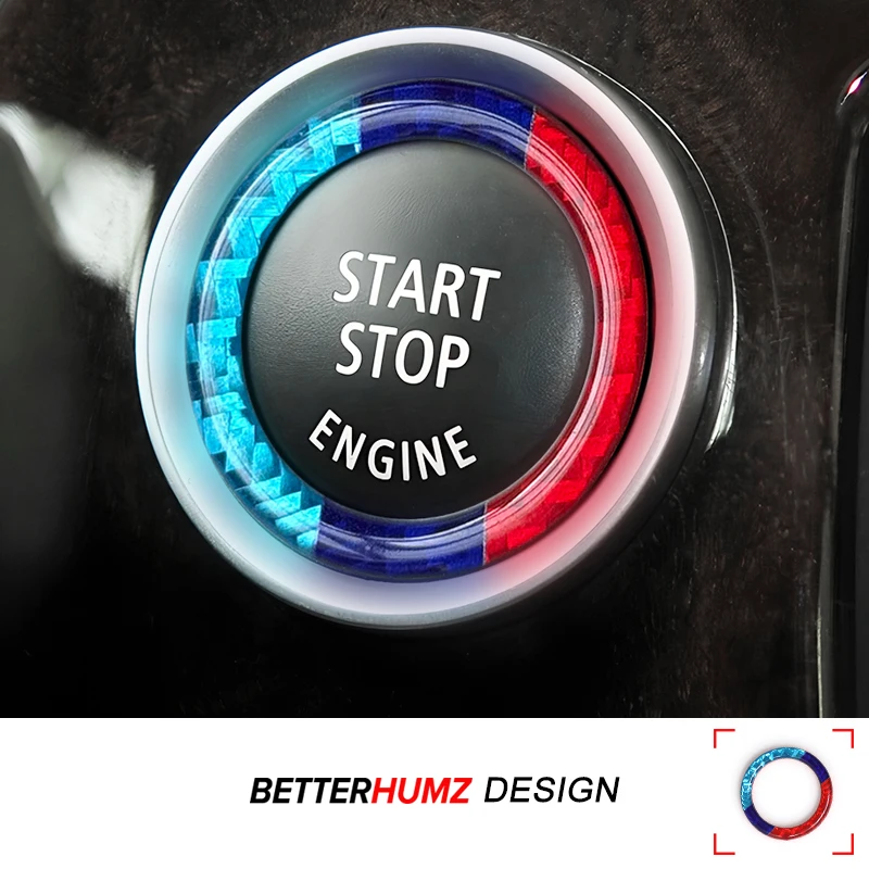 Echte Carbonfaser-Motorstart-Stopp-Knopf-Ringabdeckung, Zierleiste, Aufkleber für BMW 3er Serie E90 E92 E93, Auto-Innendekor-Zubehör