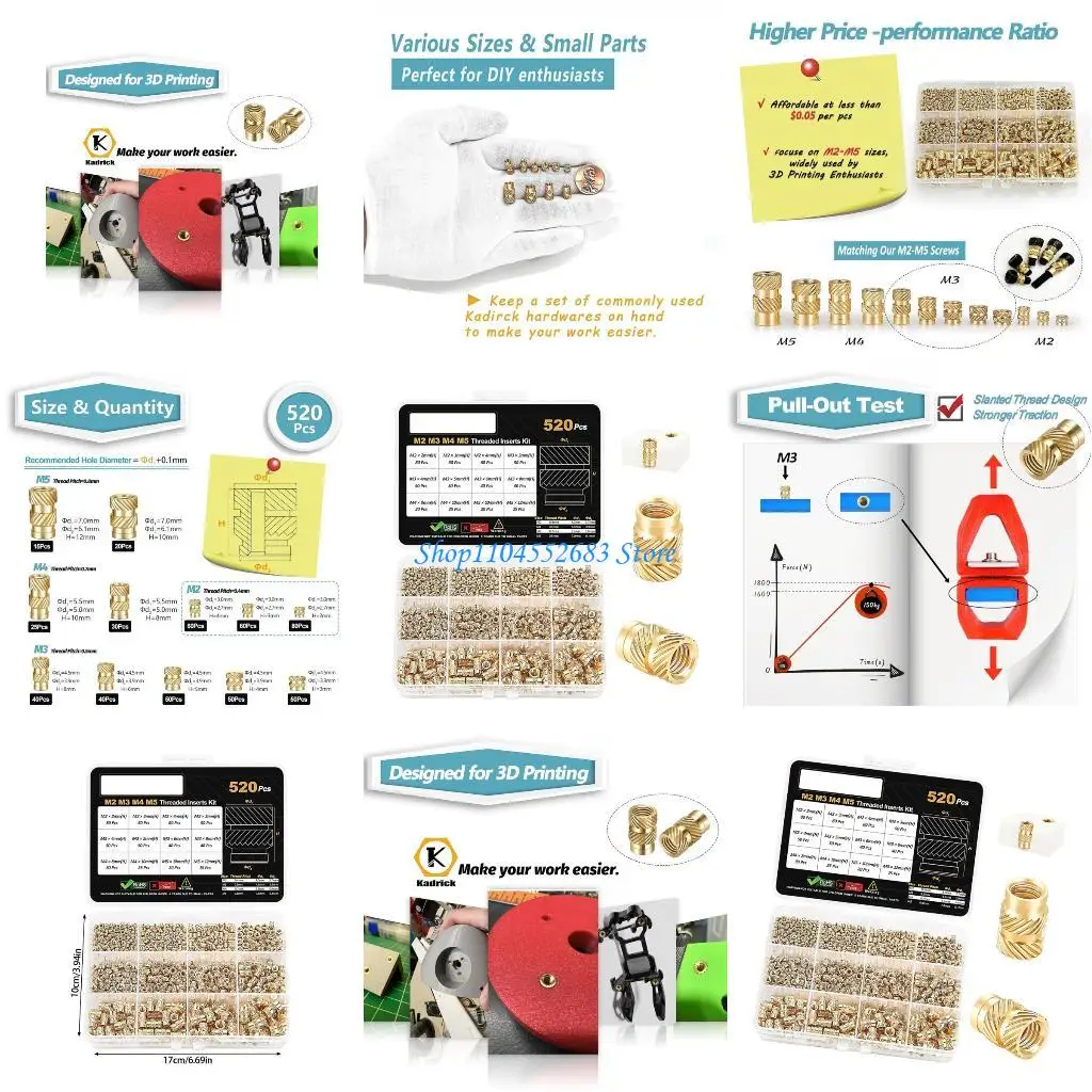 

Y6GD 520pcs Metal Knurled Insert Nut for Easy Plastic Embedding in DIY Projects