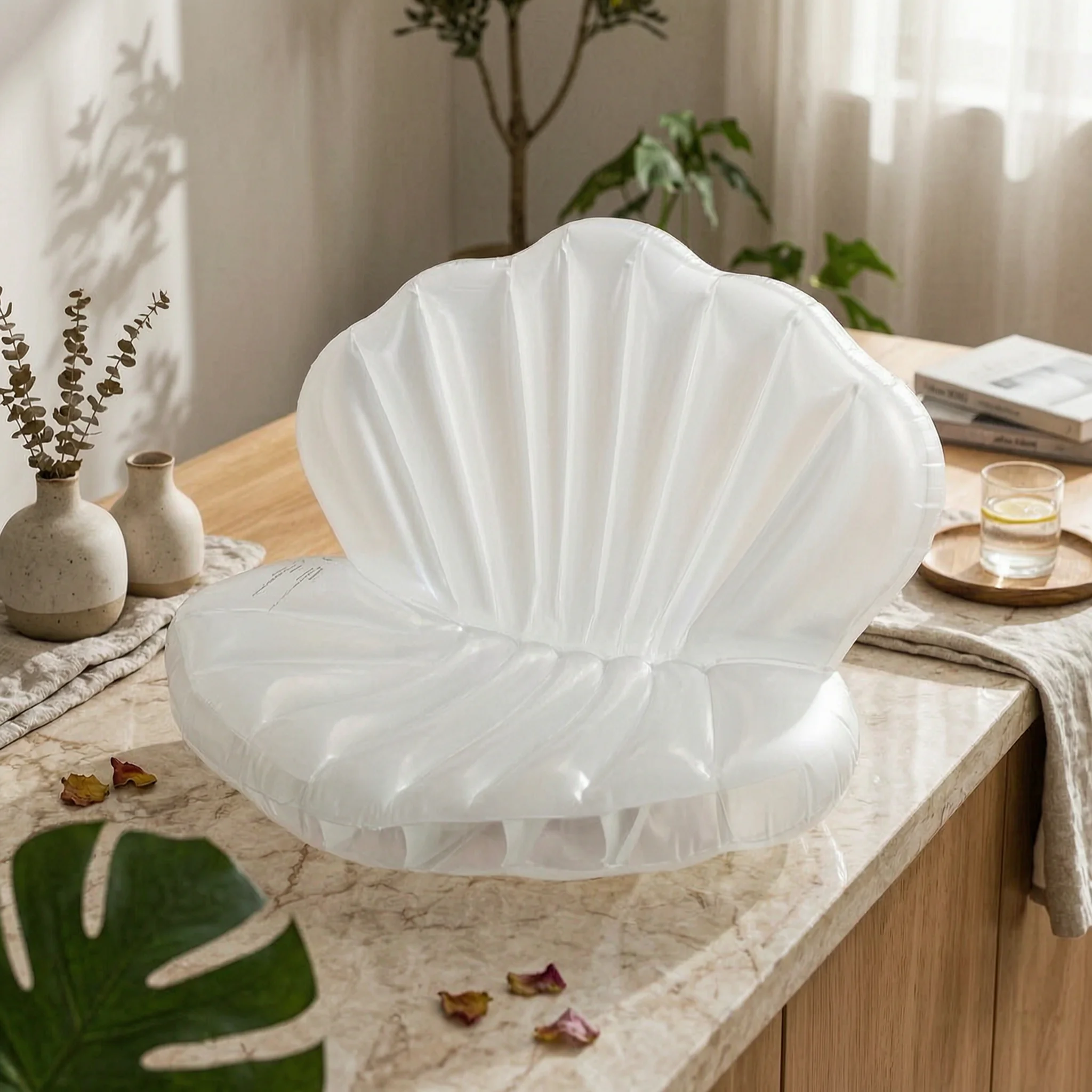 

Shell Lounge Lounger White Shell Lounger Floating Seat Glossy Water Recreation Ribbed
