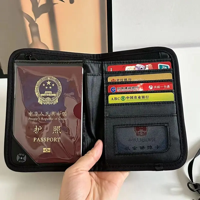 RFID Blocking Anti-Theft Passport Holder Wallet, Waterproof Crossbody Travel Document Organizer, Lightweight Mini Card Pouch