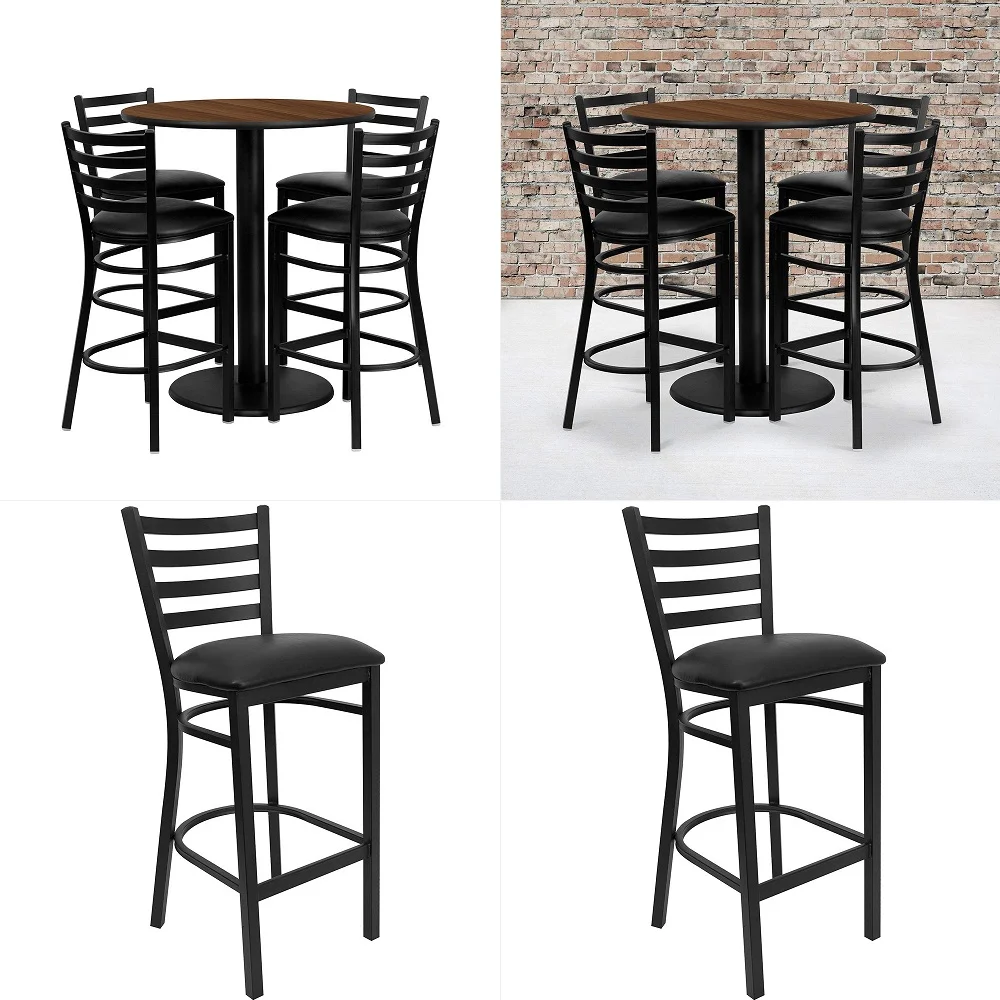 

Outdoor Adirondack Round Bar Table, 39 Inch Height Patio Large Pub Table for 4, All Weather HDPE High Top Bistro Counter Tabl f