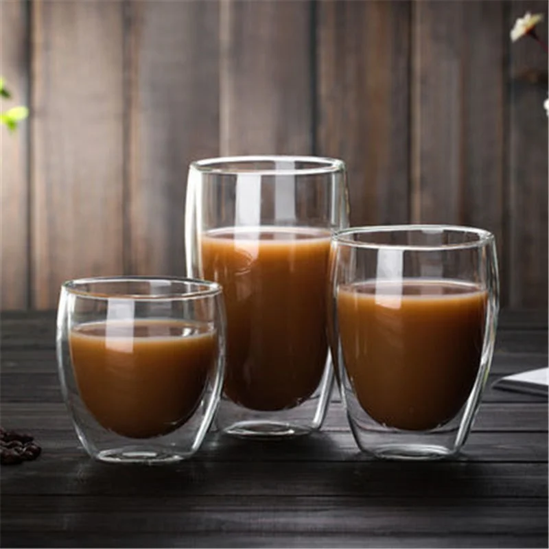 Double Wall Glass Cup Beer Coffee Heart Cups Heat Resistant Healthy Drink Mug Tea Mugs Transparent Drinkware Dropshipping