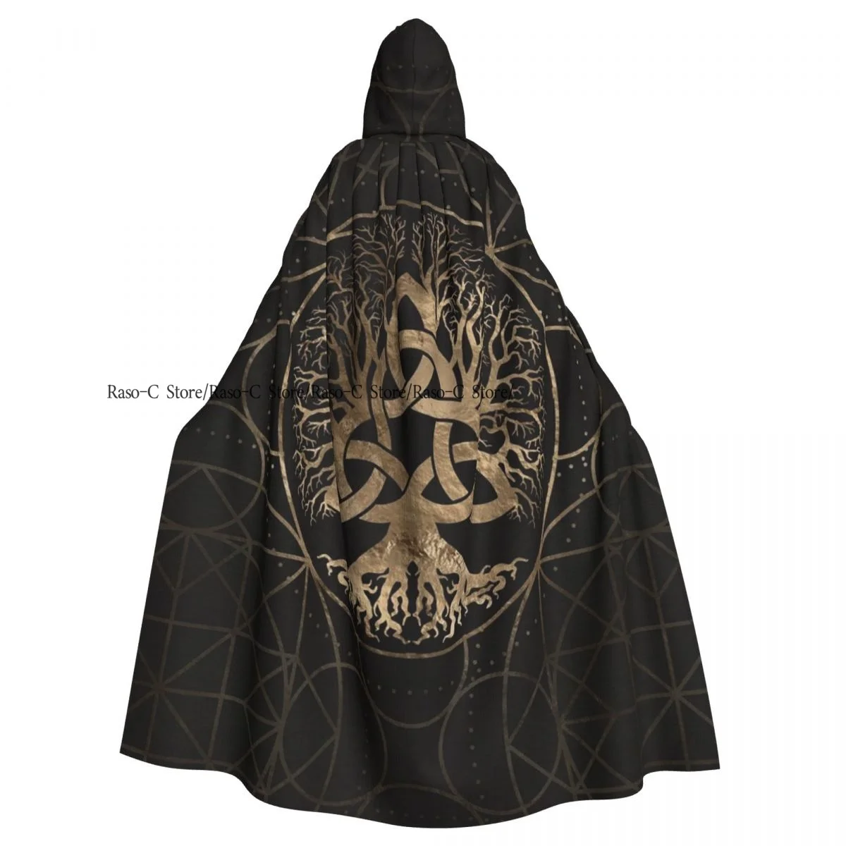 Yggdrasil The World Tree Hooded Cloak Polyester Unisex Witch Cape Costume Accessory