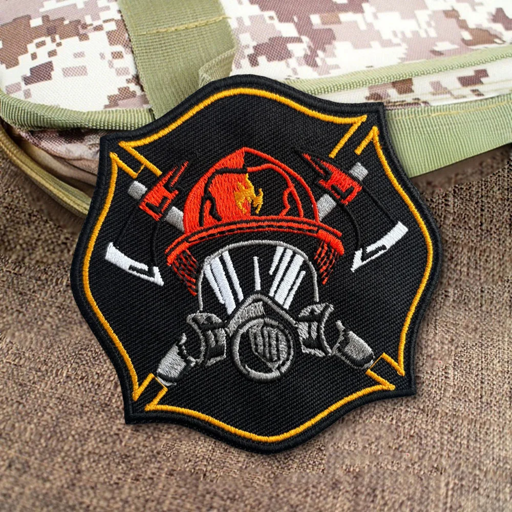 

Fire Firefighter Morale Tactical Patch Hook Loop Embroidery Patches Military Badge Chevron Backpack Stickers Appliques