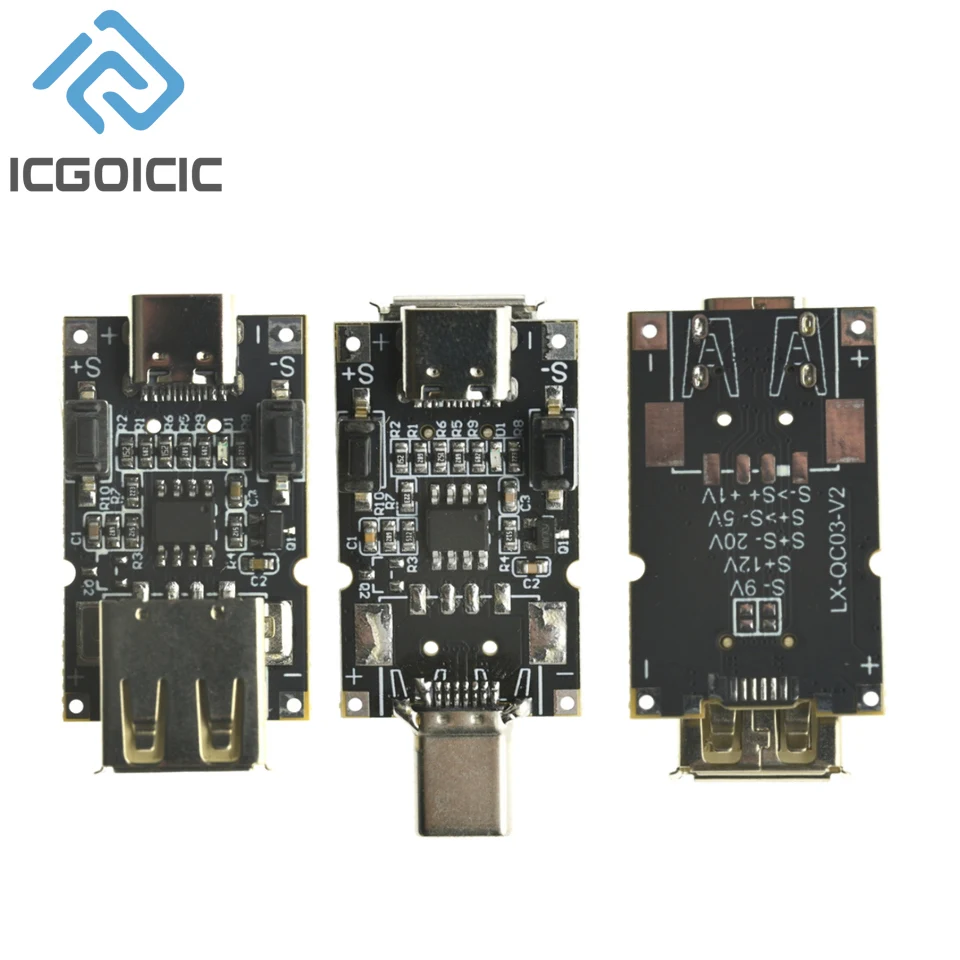 100W 5A TYPE-C/USB Fast Charge QC2.0/3.0 Decoy Module Boost Trigger Motherboard 5V 9V 12V 20V Adjustable Power Supply