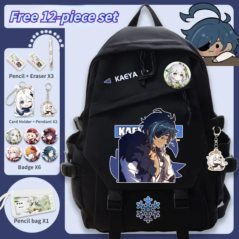 

az15Genshin Impact Anime Cosplay Students School Bag Backpack Klee Cartoon Bookbag Laptop Travel Rucksack Boys Girls Gi