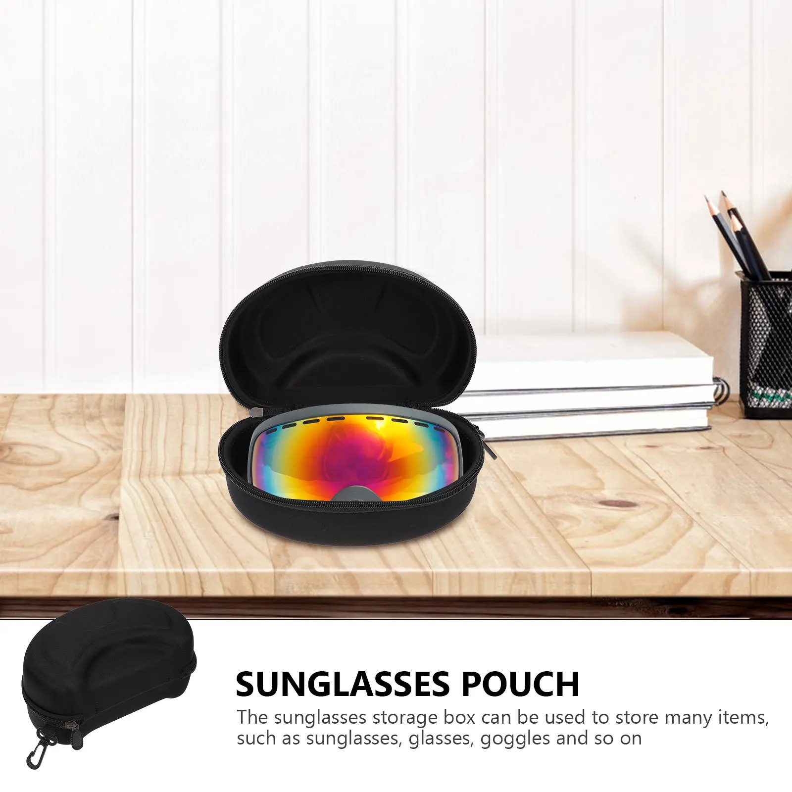 

1pc Motorcycle Goggles Case Durable Eva Sunglasses Storage Box Portable Eyeglass Pouch Smooth Zipper Glasses Holder For Drivers