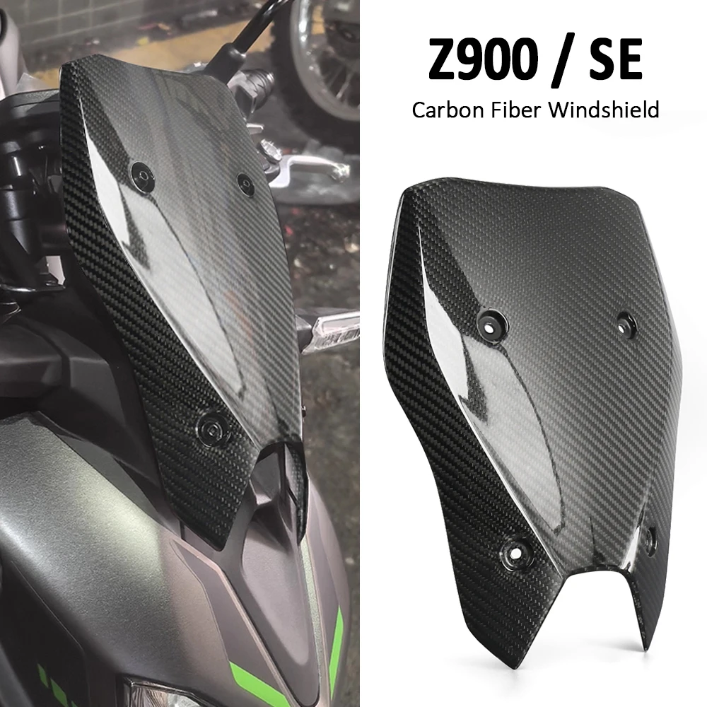 

New For Kawasaki Z 900 Z900 SE 2025 Motorcycle Windshield Screen Visor Windscreen Wind Deflector Carbon fiber material