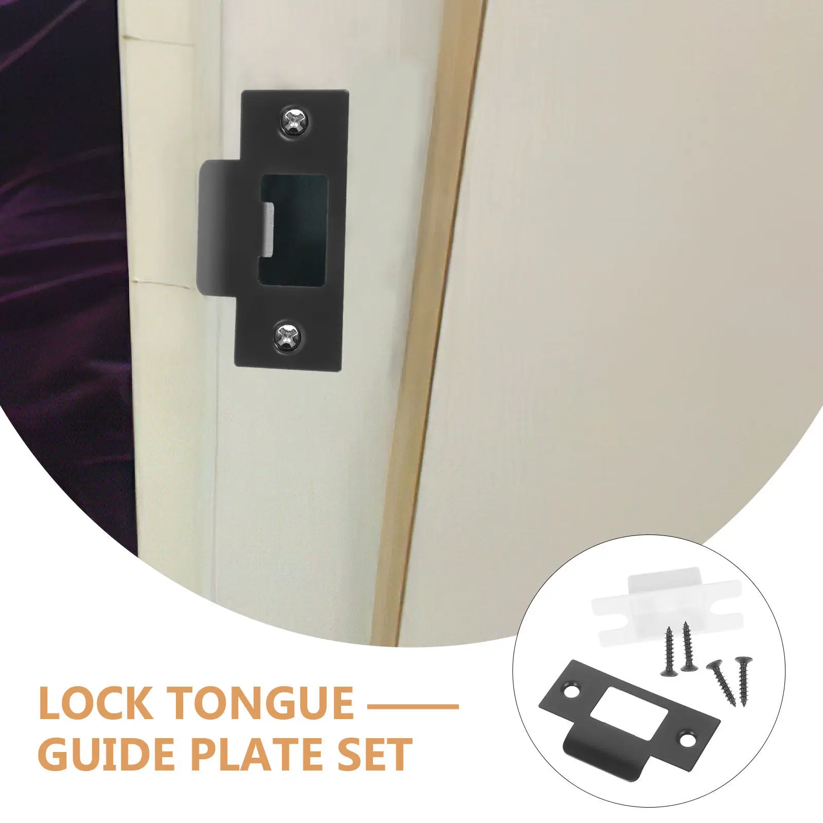 1Set Heavy-Duty Metal Strike Plate T-Shape Door Latch Plate for Interior Exterior Doors Lock Tongue Buckle Guide Black