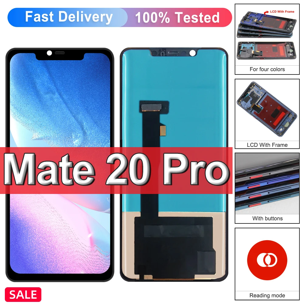 100% Tested For Huawei Mate 20 Pro LCD Display, LYA-L09,L29,AL00 Touch Screen Digitizer Assembly Replacement For Mate 20 Pro LCD