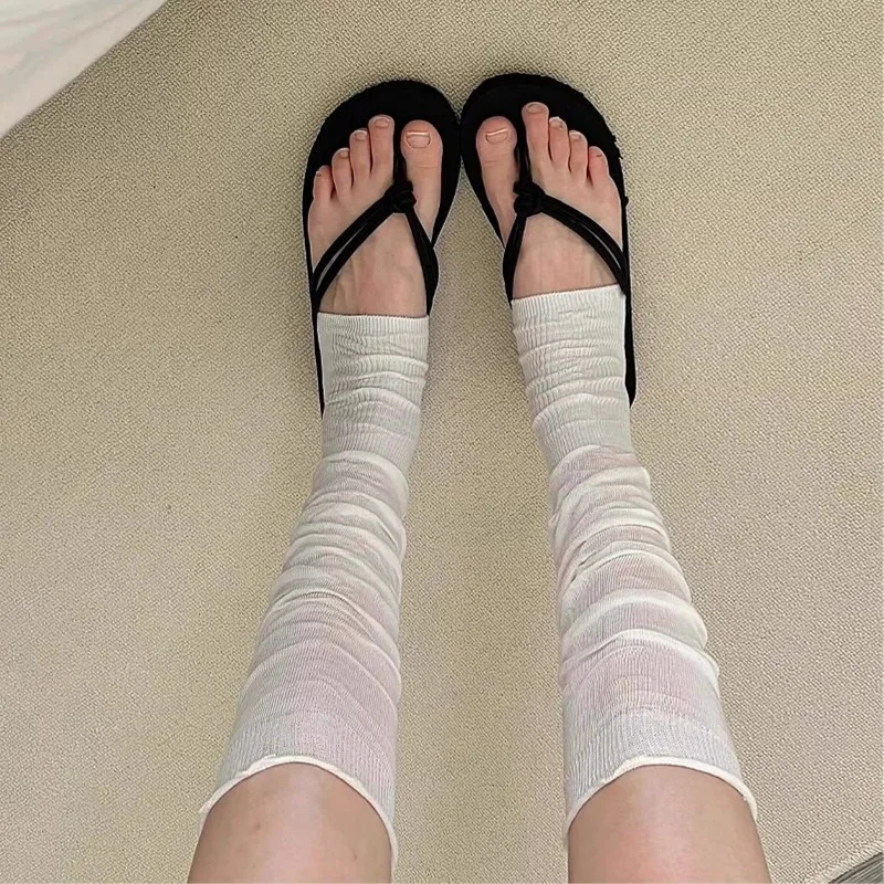 1/3 Pares de Meias de Balé de Cano Médio Finas com Borda Franzida de Algodão, Polainas Franzidas para Mulheres, Meias Plissadas Empilhadas para o Verão