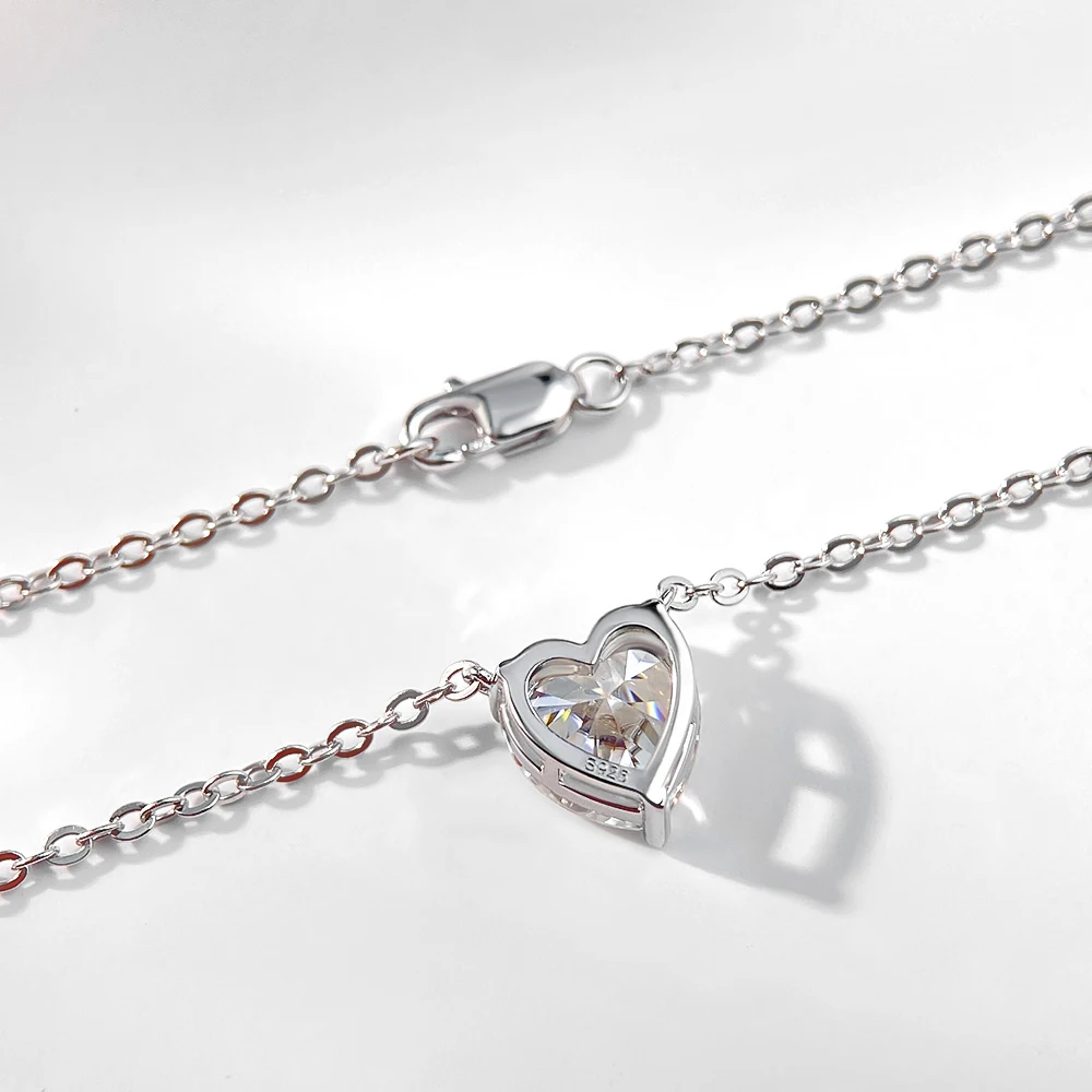 2/4Carat Heart Shape Moissanite Pendant Necklace 925 Sterling Silver D Color VVS1 Diamond Necklaces for Women Wedding Jewelry