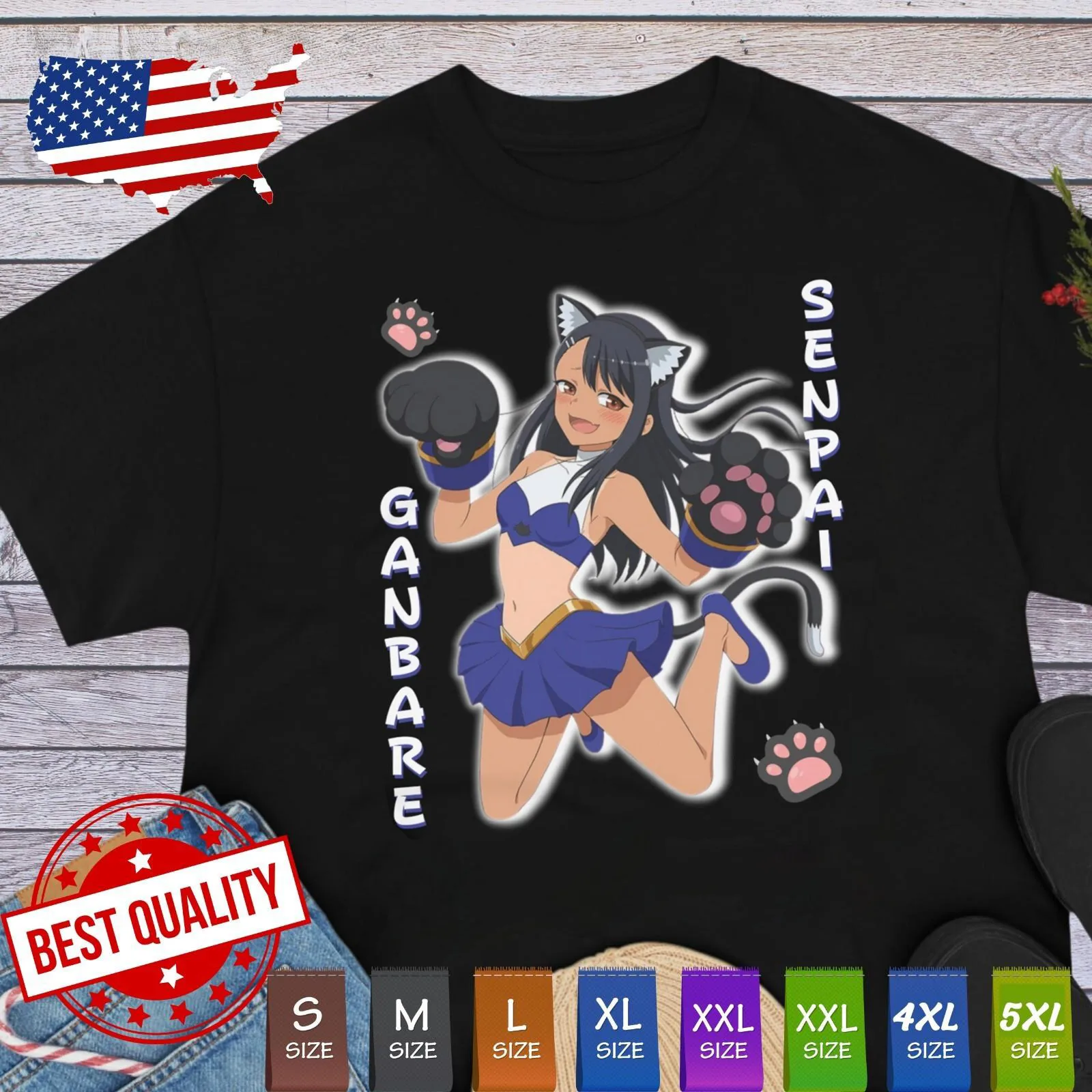 Waifu Nagatoro T-Shirt Anime Ecchi Tee Manga Cosplay Clothing Cat Kawaii Senpai.