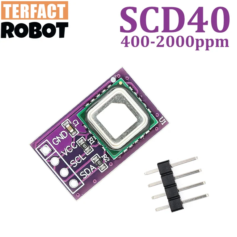 TERFACT SCD40 SCD41 Gas Sensor Module 2.4-5.5V Detects CO2 Carbon Dioxide Temperature and Humidity Sensor I2C Communication