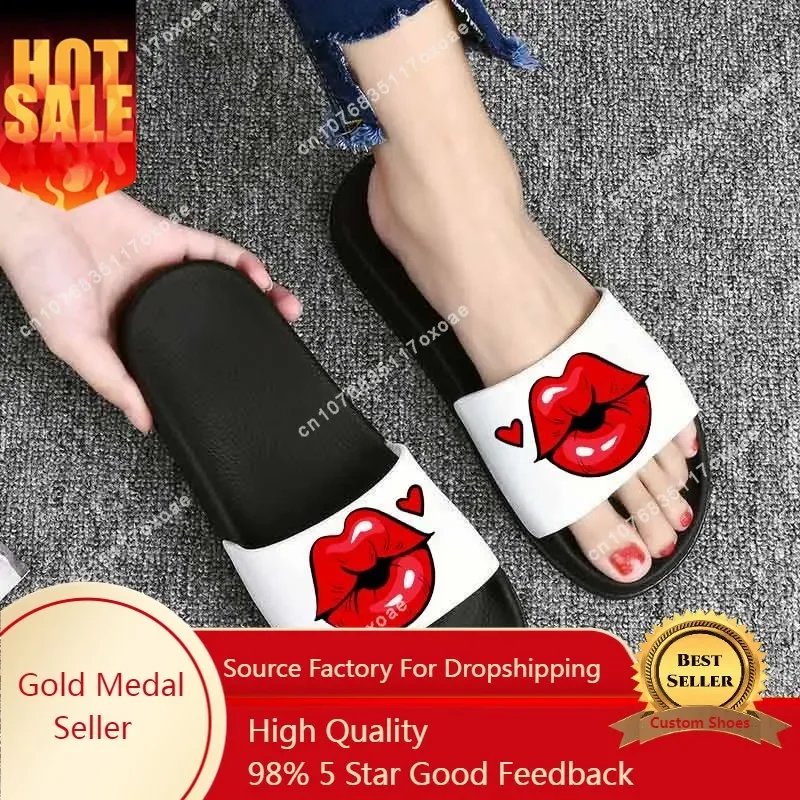 

Cartoon lip Women Slippers Cute Red mouth Home Slippers Summer Sandals Slides Women Shoes Flip Flops Sandalias Mujer