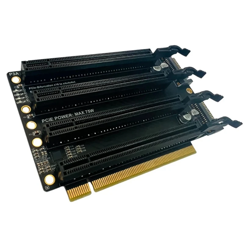 Pcie-Bifurcation X16 To X4X4X4X4 Expansion Card PCI-E Gen3 3.0 X16 1 To 4 Port Split Adapter Card SATA Power Port PC Easy To Use