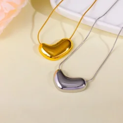 Classic Trendy Irregularity Love Heart Pendant Necklace for Women Charm Gold Color Stainless Steel Collarbone Chain Jewelry Gift