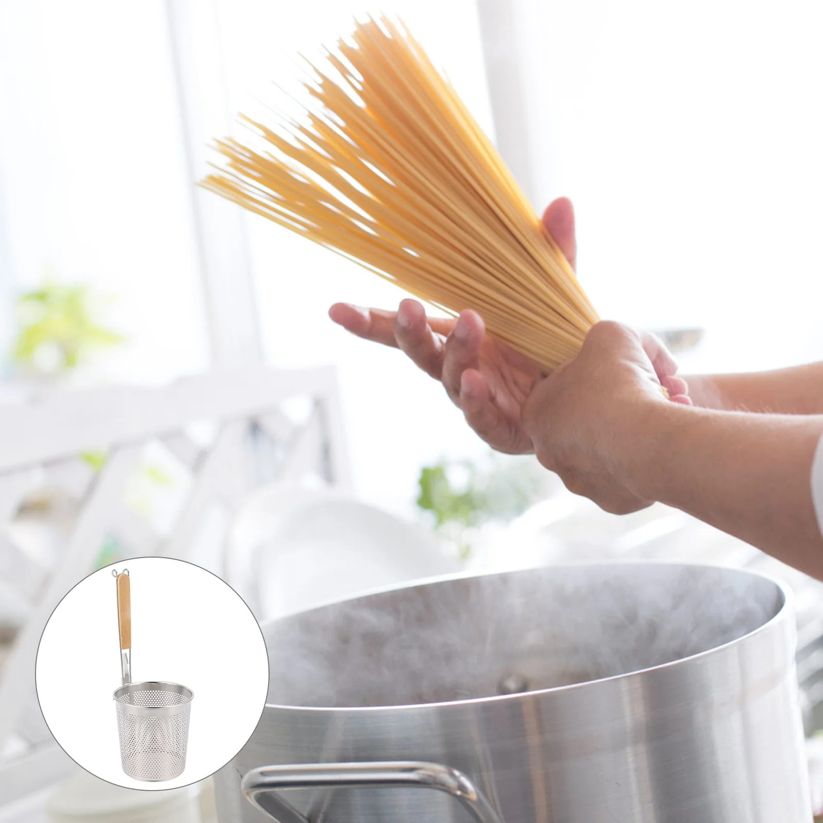 

Noodle Basket Powder Fence Ramen Noodles Frying Oil Strainer Automatic Colander Spoon Wrench