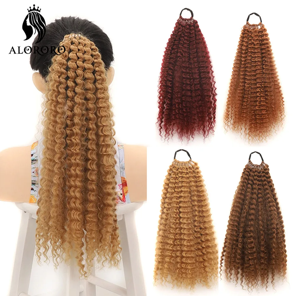 

Fluffy Fake Pony Tails Hair Extensions with Hair Tie Long Wrap Around Soft Synthetic Hairpiece Curly Ponytail for Black Women