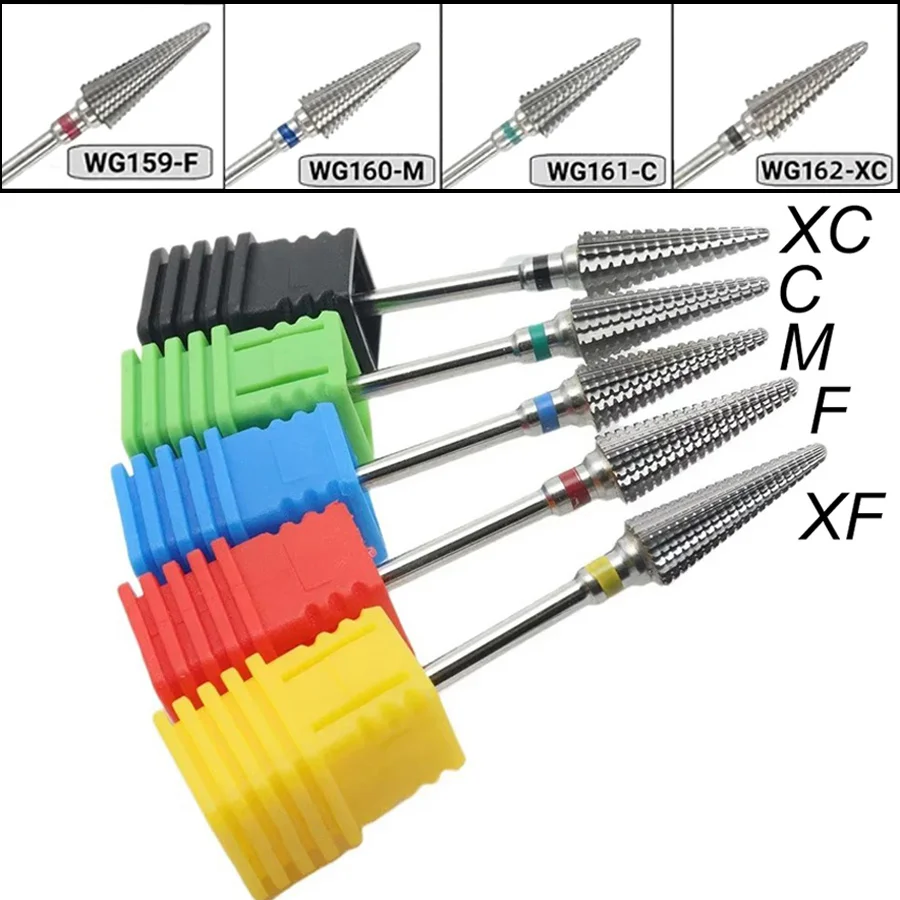 1 unidad de broca de carburo de tungsteno 5 en 1 con dientes degradados para manicura, pedicura, pretratamiento y eliminación de accesorios de herramientas.