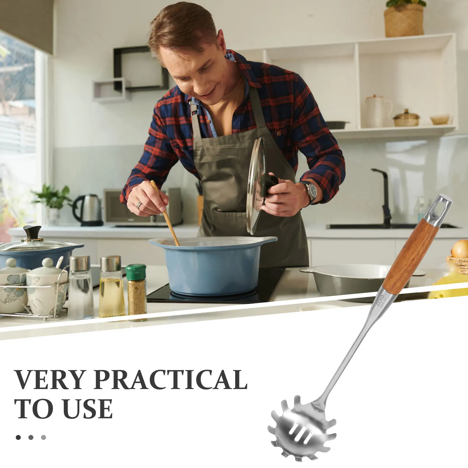 

Stainless Steel Spoon Pasta Utensil Ramen Kitchen Tongs Spaghetti Strainer Noodle Filter Practical Heat Insulation Anti