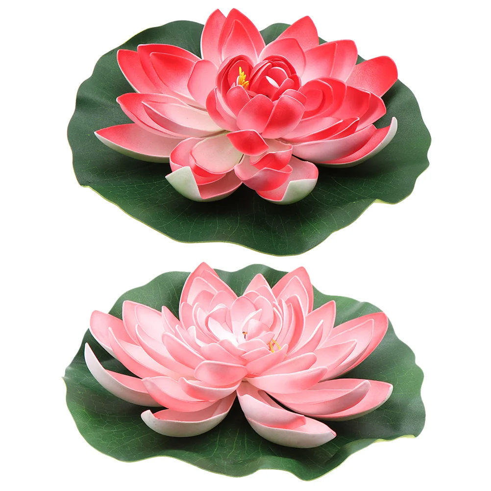 2개 인공 연꽃 장식물, 연못, 수영장, 정원용 가짜 꽃, 시뮬레이션 식물 장식, 어항 분수용