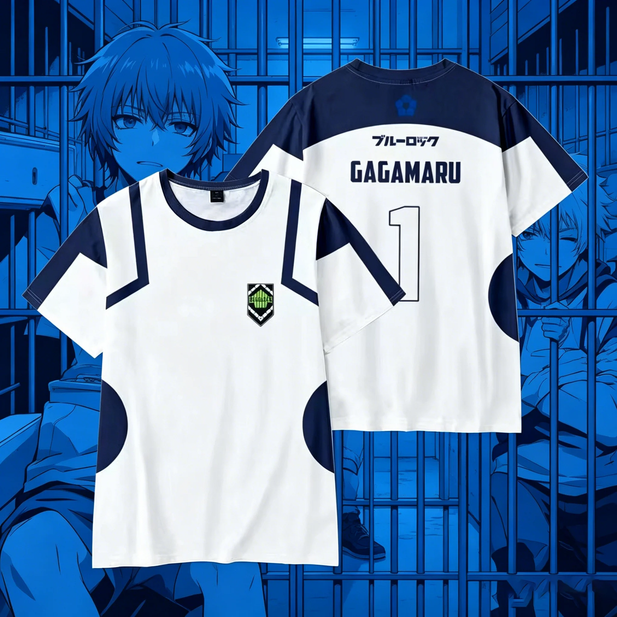 Blue Lock NAGI Man Shine City Summer Top Anime Cosplay Football Uniform Breathable 3D Sports T-shirt Hyoma Chigiri Tops Unisex