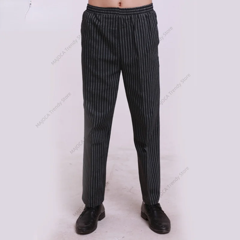 黒シェフパンツレストランキッチンスタッフ作業服ズボンルーズシェフ服調理キッチン服男性用