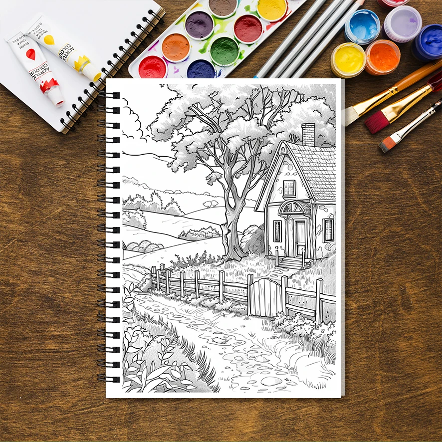 House Beautiful Coloring Book for Adults - 8.3x 11.2 Inch 32 Page Coloring Book - Helps Reduce Stress and Ease Emotions