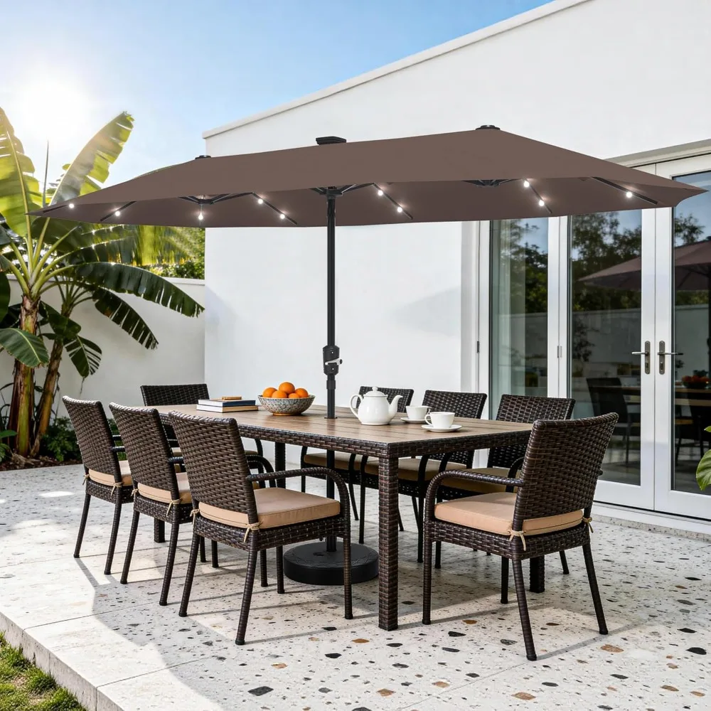 

13ft Large Patio Umbrella with Base, Double-Sided Big Outdoor Umbrella, Customized