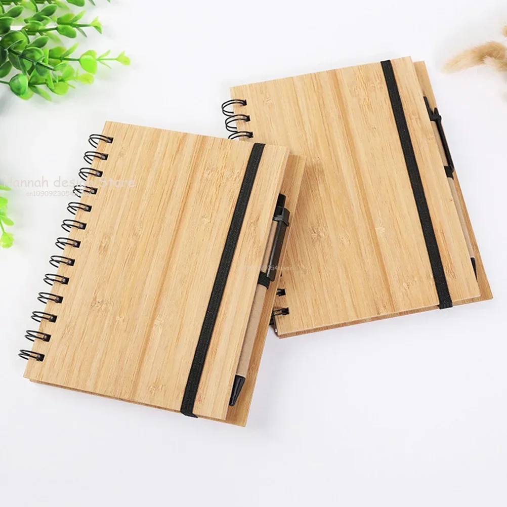 

Bamboo Notebook Journal Note Lined Notebooks Planner Wirebound Pads Notepad Subject A5 Daily Work Hardcover Double Wire