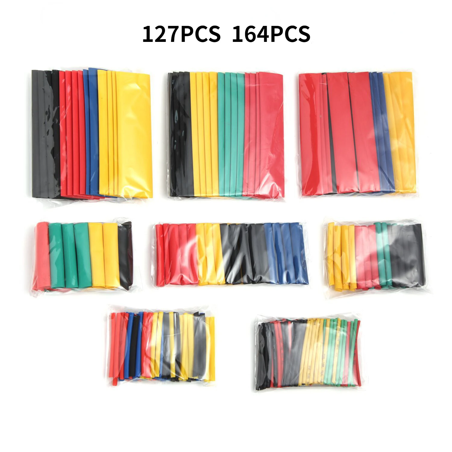 127/164PCS/Set Polyolefin Shrinking Assorted Heat Shrink Tube Wire Cable Insulated Sleeving Tubing Set 2:1