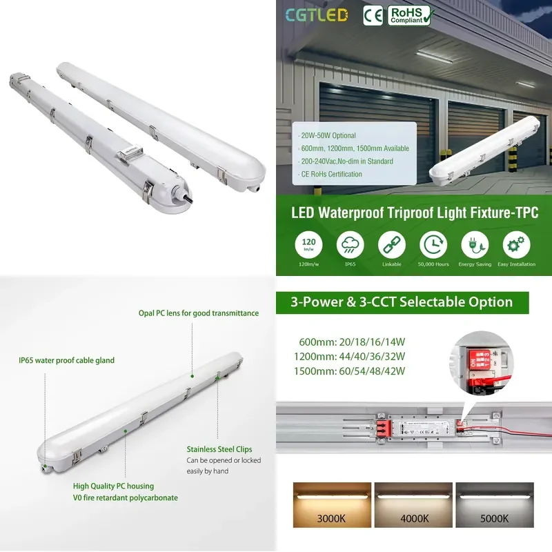 18w、36w、50wのちらつきのないled直線型スラットライト。ip66、ik08の三重保護機能を備え、経済的な天井照明。