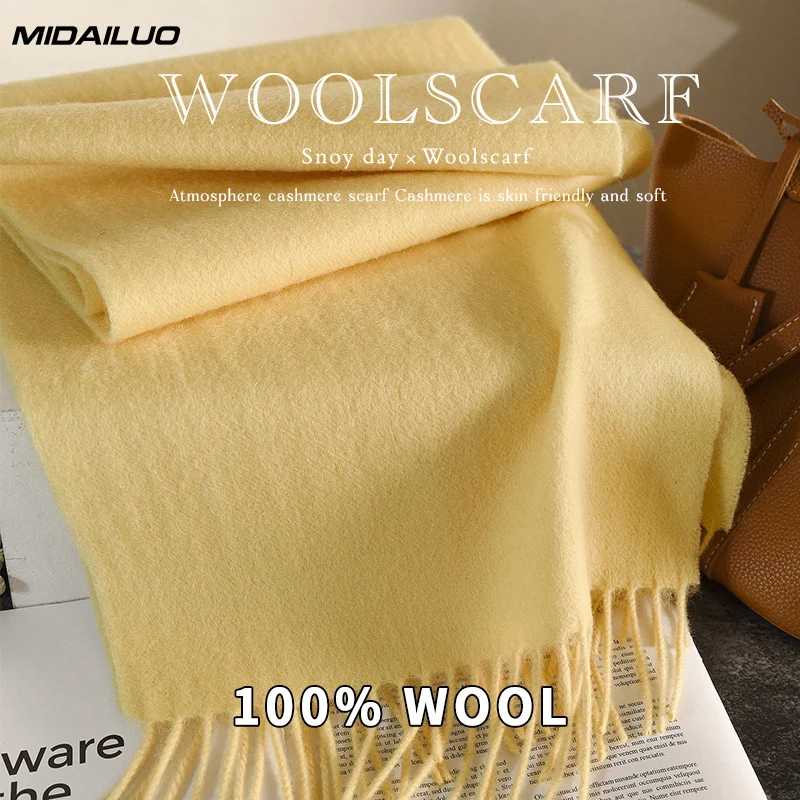 

Женский зимний шарф из 100% шерсти, элегантная модная уличная одежда, ветрозащитный теплый стильный галстук для женщин