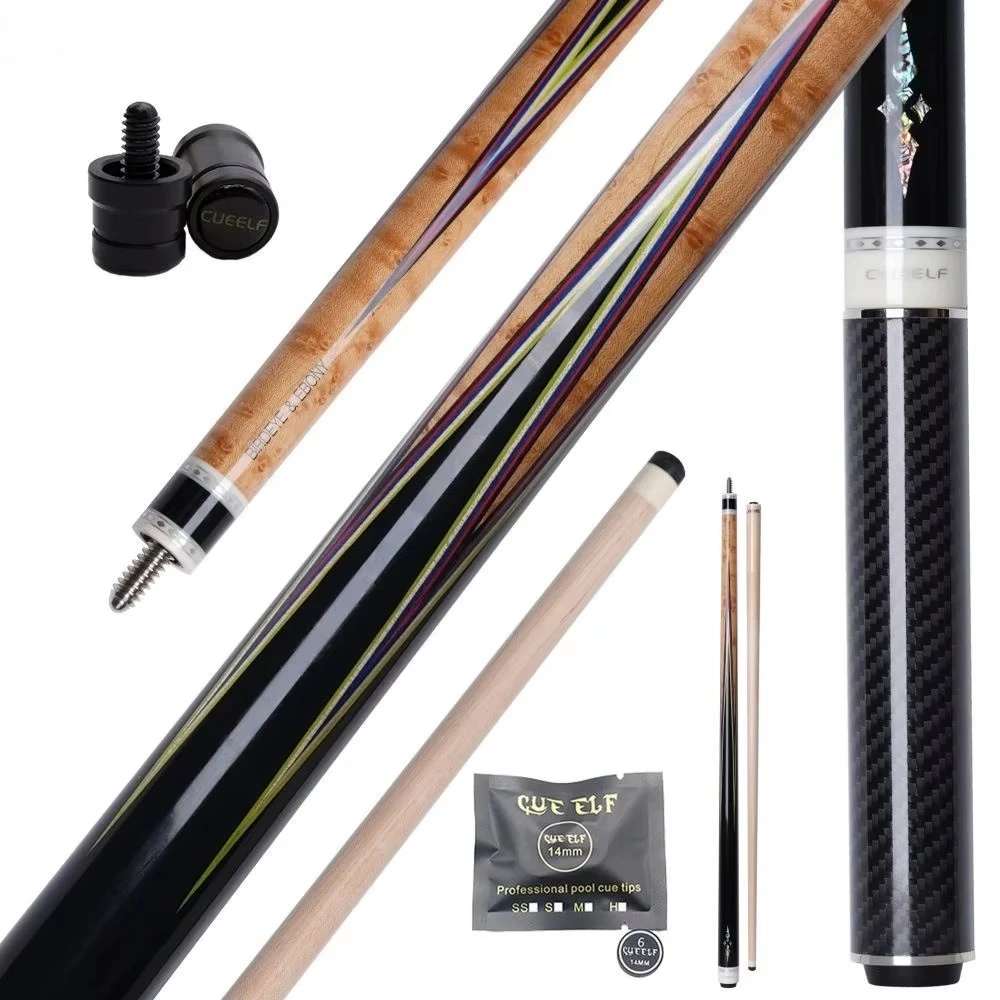

12.5mm Tip Size Professional High Grade Handmade Carom Cues Inlay Rainbow Exquisite Handmade Inlay 3/8*10 Pin