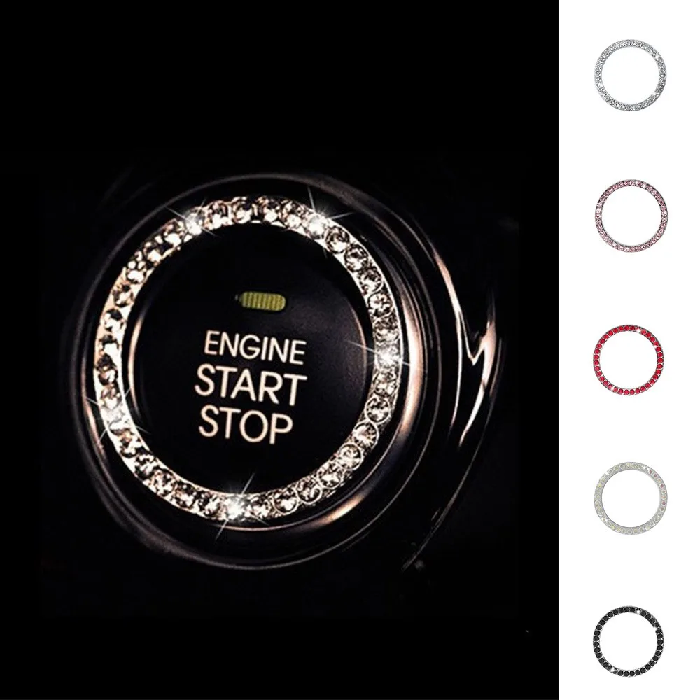 For Auto Car SUV Bling Decorative Accessories Button Start Switch Diamond Ring Chromeplate Rhinestone Trim Interior Upgrade