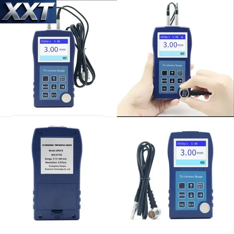 XXT DR87S Through Coating PE EE Two Modes 0.75-500mm Range 0.01mm Resolution Ultrasonic Thickness Gauge for Metals Plastic