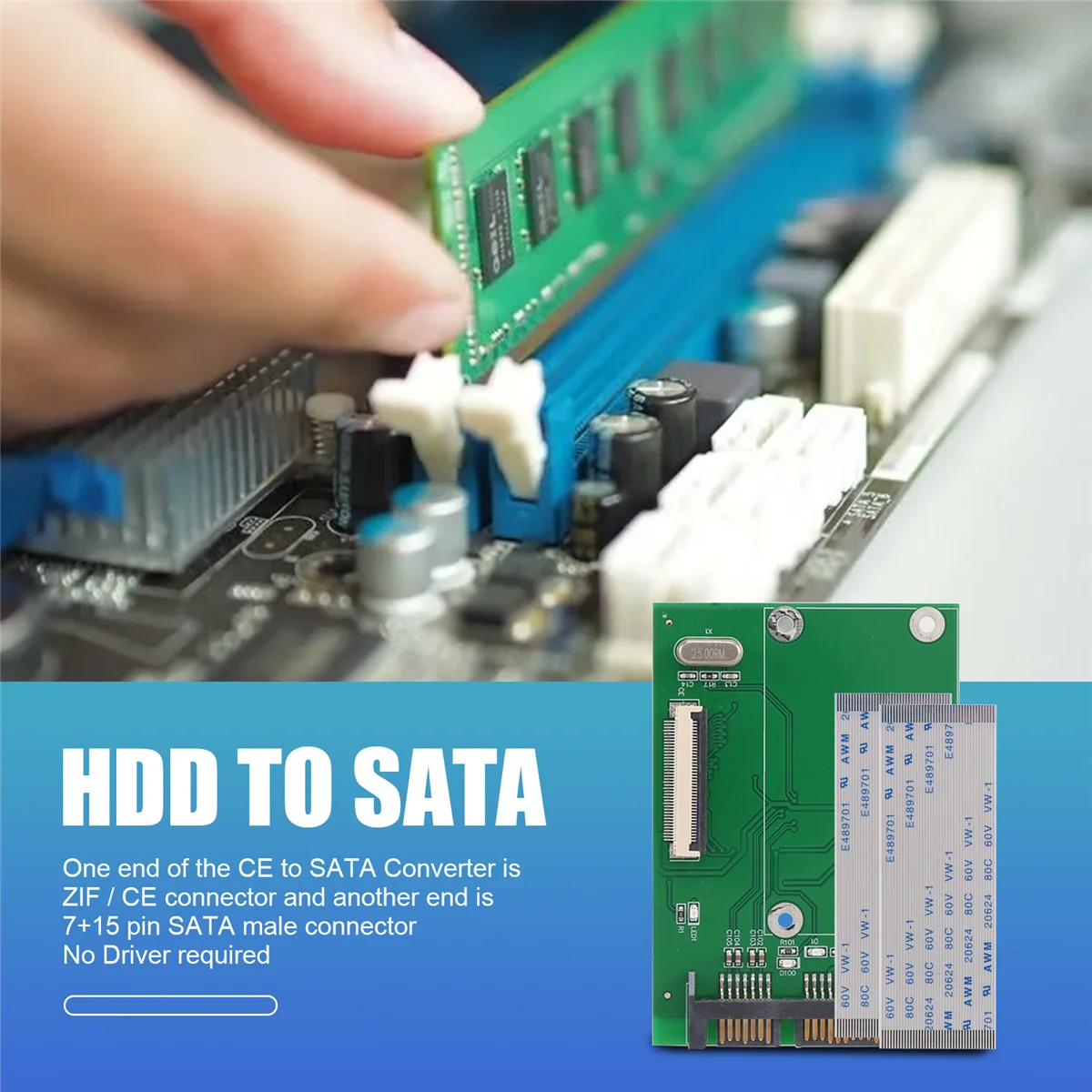 HOT 1.8 Inch 40Pin ZIF/CE SSD HDD Hard Disk Drive to 7+15 22 Pin SATA Adapter Converter Board