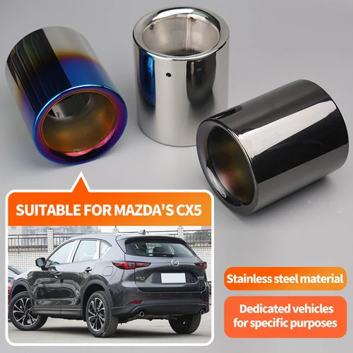 Manga de tubo de escape de automóvil, punta de silenciador de garganta trasera Circular de acero inoxidable, adecuada para piezas de modificación automática MAZDA CX5
