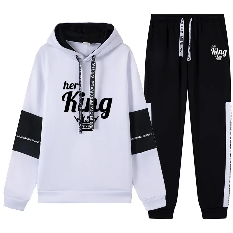 

New King Printing Mens Tracksuit Casual Sweatshirts Outdoors Sports Jogging Mens Clothing Quality Single Piece Hoodie Pants 2025